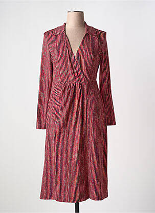 Robe mi-longue imprimé fantaisie manches longues rouge SURKANA femme