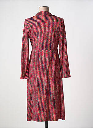 Robe mi-longue imprimé fantaisie manches longues rouge SURKANA femme