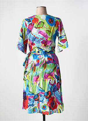 Robe mi-longue imprimé fleurs manches courtes bleu ORIENTIQUE NATURALLY femme