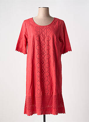 Robe mi-longue manches courtes manches courtes rouge ORIENTIQUE NATURALLY femme