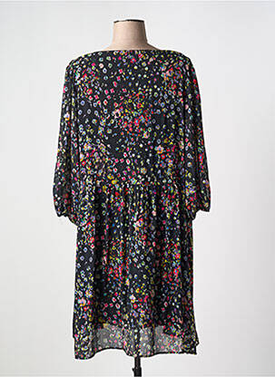 Robe mi-longue imprimé fleurs manches 3/4 noir JULIE GUERLANDE femme