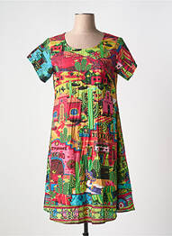 Robe courte coupe évasée manches courtes rouge ORIENTIQUE NATURALLY femme