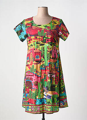 Robe courte coupe évasée manches courtes rouge ORIENTIQUE NATURALLY femme