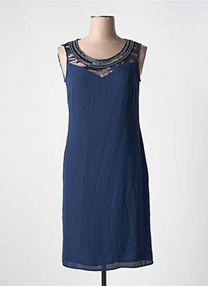 Robe mi-longue tissage crêpe sans manche bleu PAZ TORRAS femme