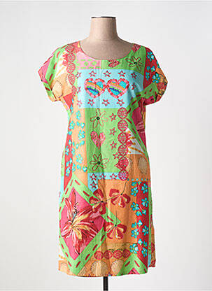Robe courte coupe évasée manches courtes rouge ORIENTIQUE NATURALLY femme
