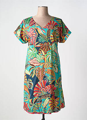 Robe mi-longue imprimé fantaisie manches courtes rouge ORIENTIQUE NATURALLY femme