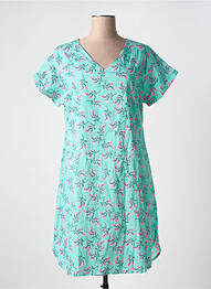 Robe mi-longue imprimé fleurs manches courtes bleu ORIENTIQUE NATURALLY femme