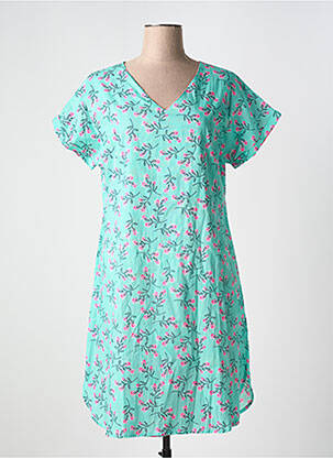 Robe mi-longue imprimé fleurs manches courtes bleu ORIENTIQUE NATURALLY femme