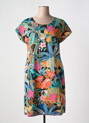 Robe mi-longue manches courtes manches courtes orange ORIENTIQUE NATURALLY femme