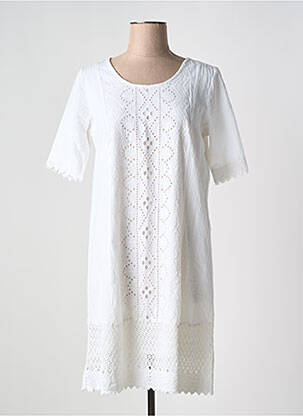 Robe mi-longue manches courtes manches courtes blanc ORIENTIQUE NATURALLY femme