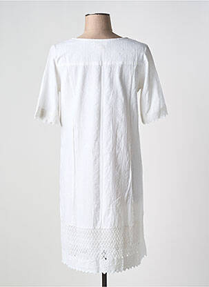 Robe mi-longue manches courtes manches courtes blanc ORIENTIQUE NATURALLY femme