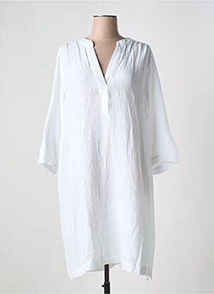 Robe mi-longue coupe fluide manches longues blanc YEST femme