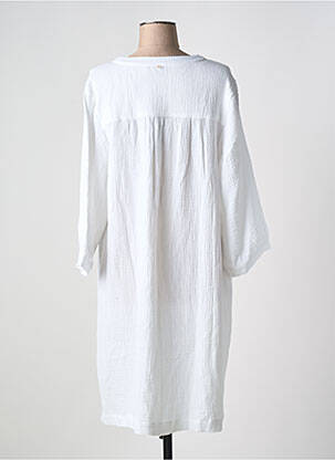 Robe mi-longue coupe fluide manches longues blanc YEST femme