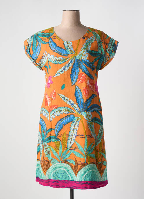 Robe mi-longue orange ORIENTIQUE NATURALLY pour femme