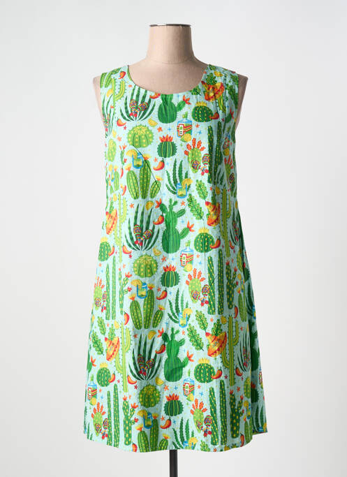 Robe mi-longue vert ORIENTIQUE NATURALLY pour femme