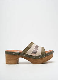 Mules/sabots tissage satiné talon de 4 à 6cm vert MAM'ZELLE femme