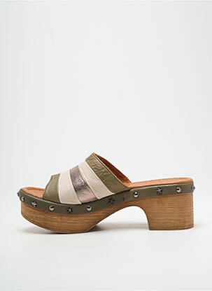 Mules/sabots tissage satiné talon de 4 à 6cm vert MAM'ZELLE femme