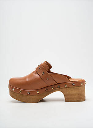 Mules/sabots tissage satiné talon de 4 à 6cm marron MAM'ZELLE femme