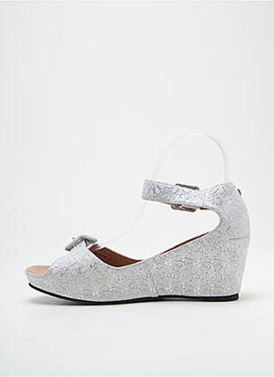 Sandales/nu pieds tissage satiné talon de 4 à 6cm argent MAM'ZELLE femme