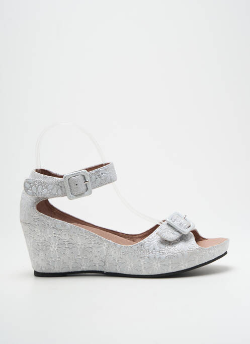 Sandales/nu pieds tissage satiné talon de 4 à 6cm argent MAM'ZELLE femme