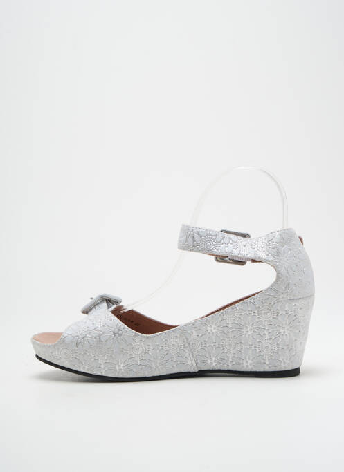 Sandales/nu pieds tissage satiné talon de 4 à 6cm argent MAM'ZELLE femme