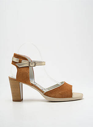 Sandales/nu pieds tissage satiné talon de 7 à 9cm marron UN TOUR EN VILLE femme