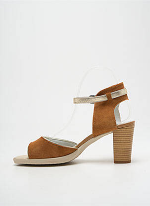 Sandales/nu pieds tissage satiné talon de 7 à 9cm marron UN TOUR EN VILLE femme