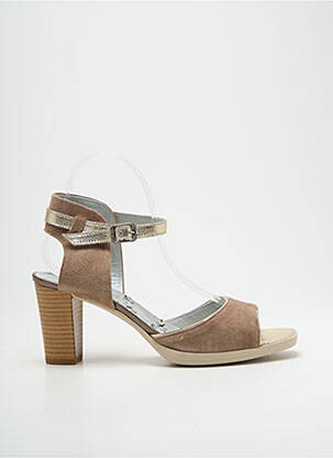 Sandales/nu pieds tissage satiné talon de 7 à 9cm marron clair UN TOUR EN VILLE femme