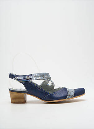 Sandales/nu pieds tissage satiné talon de 4 à 6cm bleu UN TOUR EN VILLE femme