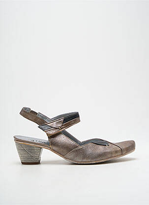 Sandales/nu pieds matière lisse talon de 4 à 6cm marron UN TOUR EN VILLE femme