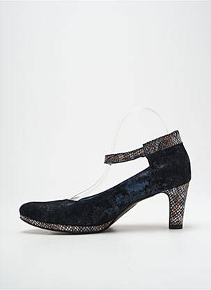 Escarpins nubuck talon de 7 à 9cm bleu UN TOUR EN VILLE femme