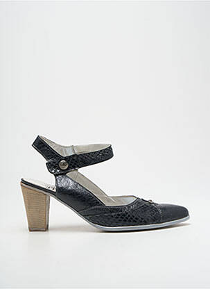 Sandales/nu pieds tissage satiné talon de 7 à 9cm noir UN TOUR EN VILLE femme