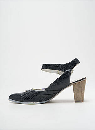 Sandales/nu pieds tissage satiné talon de 7 à 9cm noir UN TOUR EN VILLE femme