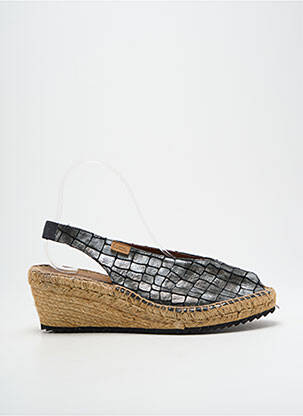 Espadrilles tissage satiné talon de 4 à 6cm argent MONTANE femme