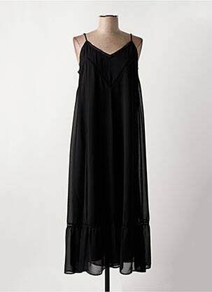 Robe longue manches bretelles ajustables fines bretelles noir I.CODE (By IKKS) femme