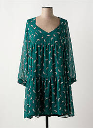 Robe courte coupe évasée manches longues vert I.CODE (By IKKS) femme