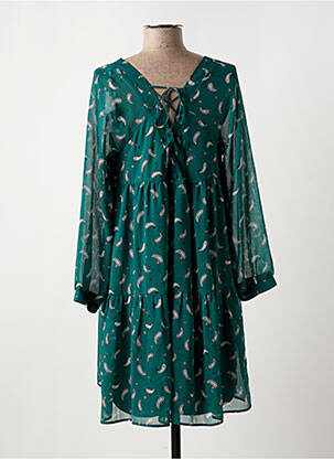 Robe courte coupe évasée manches longues vert I.CODE (By IKKS) femme