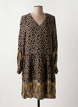 Robe mi-longue coupe évasée manches longues noir LA FEE MARABOUTEE femme