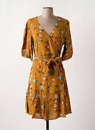 Robe courte manches 3/4 manches 3/4 jaune I.CODE (By IKKS) femme