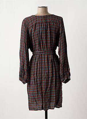 Robe mi-longue tissage crêpe manches longues marron LA FEE MARABOUTEE femme