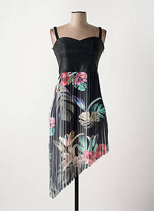Robe courte col v fines bretelles noir GUESS femme