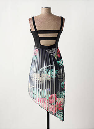 Robe courte col v fines bretelles noir GUESS femme