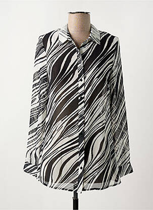 Chemisier tissage crêpe manches longues noir GUESS femme
