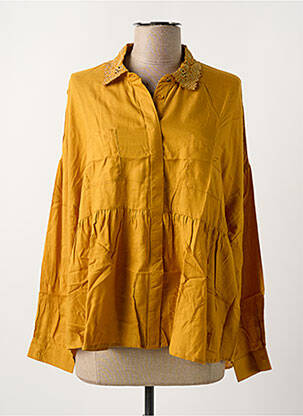 Chemisier tissage crêpe manches longues jaune I.CODE (By IKKS) femme