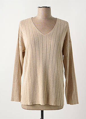 Pull coupe cintrée manches longues marron ESCORPION femme