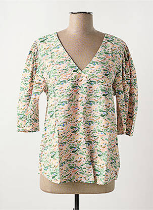 Blouse tissage popeline manches 3/4 vert SCOTCH & SODA femme