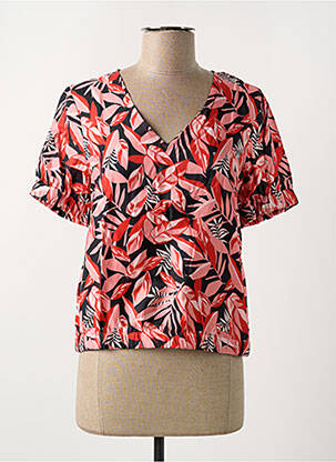 Blouse tissage popeline manches courtes rose I.CODE (By IKKS) femme