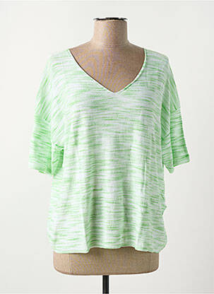 Pull tissage chiné manches courtes vert ESCORPION femme