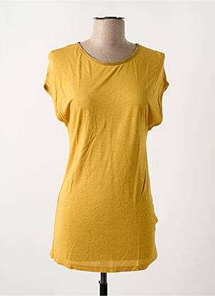 T-shirt stretch manches courtes jaune LA FEE MARABOUTEE femme