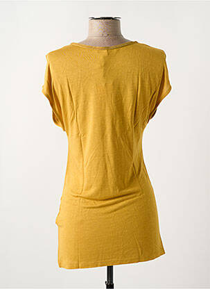 T-shirt stretch manches courtes jaune LA FEE MARABOUTEE femme